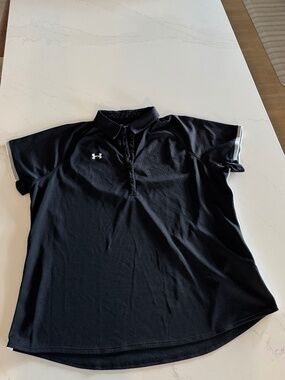 Womens Plus Size Black Under Armour Polo Shirt 3XL